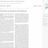 An image of the Nachrichten aus Instituten und Institutionen section of the Psychologische Rundschau.